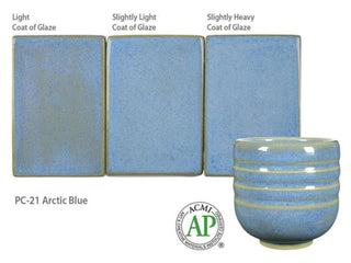 Arctic Blue is an opaque light blue glaze that breaks tan over texture and layers well. Amaranth Stoneware Canada.