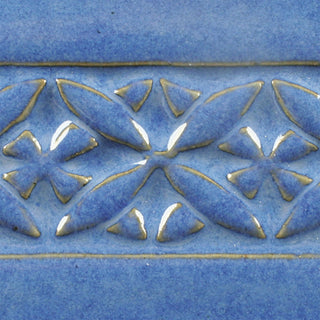 Indigo Float is a rich cobalt blue glaze with lighter blue float, breaking deep blue when thin. Great for layering. Amaranth Stoneware Canada.