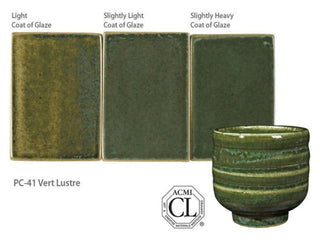 Vert Lustre is a beautiful flowing green glaze with a metallic sheen. Amaranth Stoneware Canada.