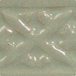 Sage is an opaque, warm gray green glaze that has subtle, frothy tones of pink. Amaranth Stoneware Canada.