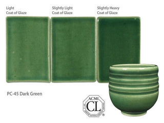 Dark green is a fluid, translucent emerald glaze that shows off textured and carved ware. Amaranth Stoneware Canada.