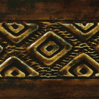 Glossy Textured Amber Brown glaze, breaking lighter on thin areas like a classic temmoku. Amaranth Stoneware Canada.
