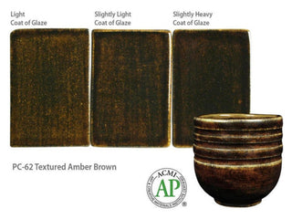 Glossy Textured Amber Brown glaze, breaking lighter on thin areas like a classic temmoku. Amaranth Stoneware Canada.