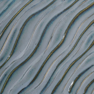 PCF-3 Midnight Run, glossy dark blue-gray glaze, breaking on texture, great for layering. Amaranth Stoneware Canada.