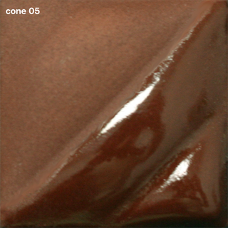 Red Brown Velvet Underglaze is a warm cocoa color with a reddish hue at cone 05, darkening to chocolatey tones at cone 10. Amaranth Stoneware Canada.