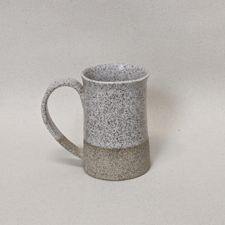 Practical Bee mugs: speckled tan clay, farmhouse-inspired glazes, microwave/dishwasher safe, 4.5" x 3". Handmade in Kingston, Ontario at Amaranth Stoneware.