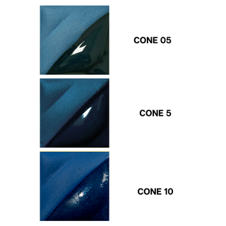 Teal Blue Underglaze is rich sapphire at cone 05, deepens to medium blue at cone 5, and darkens at cone 10. Amaranth Stoneware Canada.