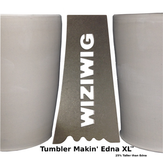 Tumbler Makin' Edna XL creates a 16 oz tumbler with 1-1/2 lbs of clay, 7-1/4" tall by 3-3/4" wide. Amaranth Stoneware Canada.