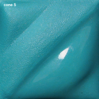 Turquoise Blue Velvet Underglaze is cyan at cone 05, deepens at cone 5, and darkens at cone 10. Amaranth Stoneware Canada.