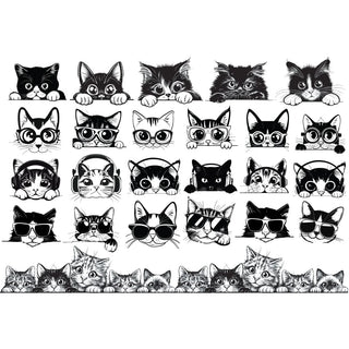 Peeking Cats - Underglaze Transfer by Sanbao