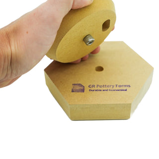 Use Spacer Pull to assist with removing Wallies from clay. Glue pin to Wallie Form and Spacer Pull with Elmer's or Wood Glue for easy removal. Amaranth Stoneware Canada.