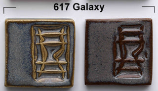 Glossy Opulence Glazes mimic gas-fired effects in C/6 electric kilns, with flowing secondary colors. Amaranth Stoneware Canada.
