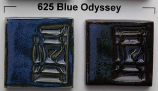 Glossy Opulence Glazes mimic gas-fired effects in C/6 electric kilns, with flowing secondary colors. Amaranth Stoneware Canada.