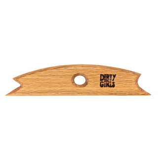 Big Foot Fetish Rib, a versatile wooden tool with beveled edges for controlled finishing on rims and galleys. Ideal for shaping and creating a foot for trimming. Amaranth Stoneware Canada.