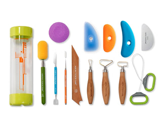 Clay Essential Tool Kit (14 pieces) – Perfect for a thrower! Level up your pottery tools with this essential kit, designed for those ready to take their throwing to the next level. Amaranth Stoneware Canada.