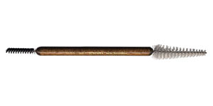 The brush has a large end for cleaning hole openings and a small end for delicate areas like figurines and teacup handles. Amaranth Stoneware Canada.