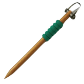 Affordable carving tool with a stainless steel tip for precise lines in leather-hard clay. 6" handle, grip color varies. Amaranth Stoneware Canada.