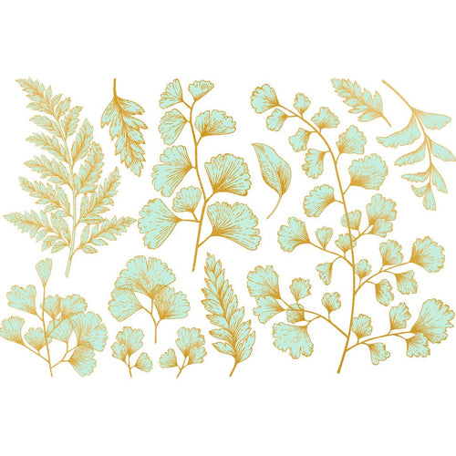 Teal & Gold - Leaf - Overglaze Decal