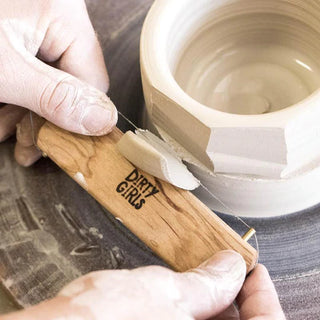 Handmade in Kentucky, this faceting tool offers adjustable tension and quick-change wire for clay work. Amaranth Stoneware Canada.