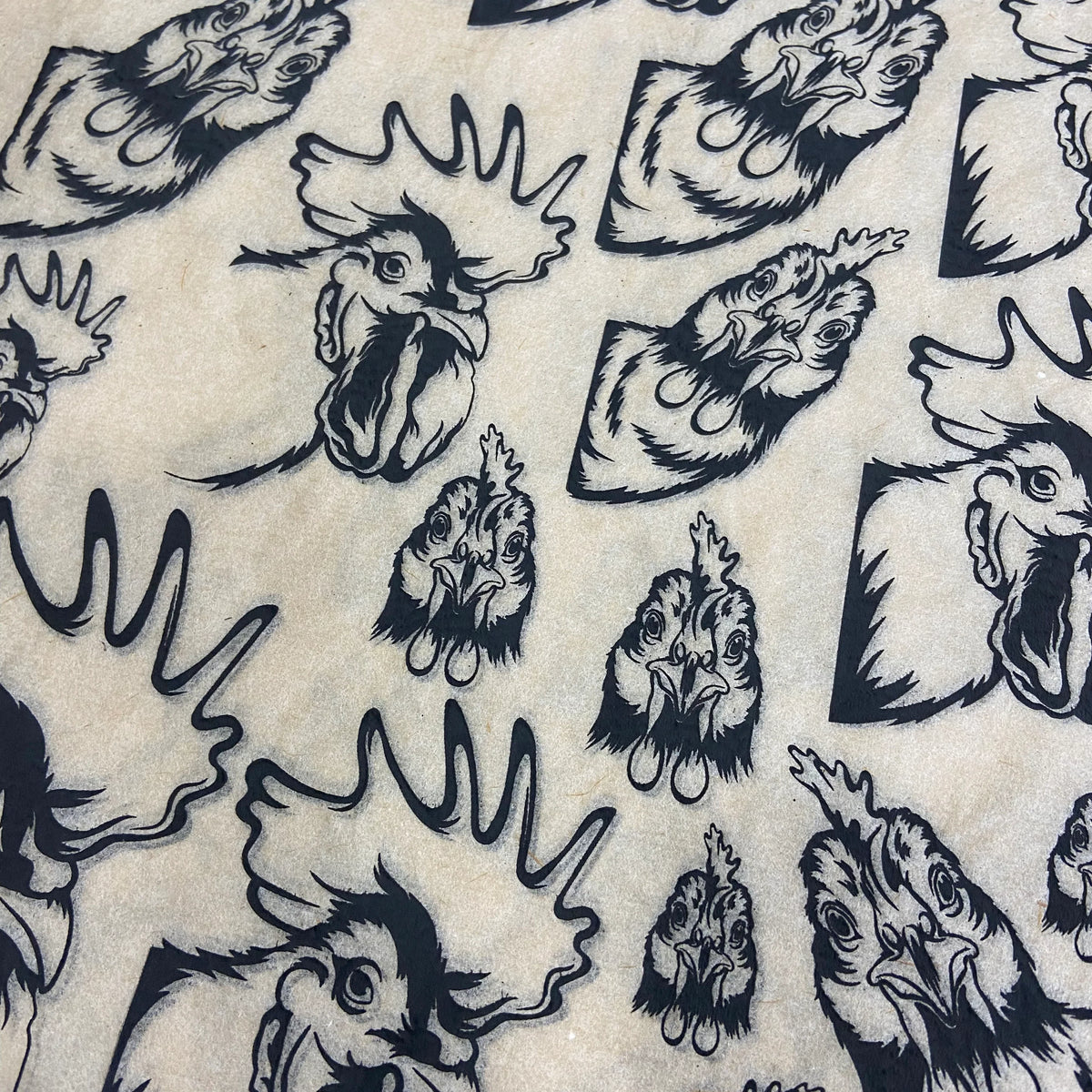 Chickens Peeking - Underglaze Transfer Sheet by Elan Pottery - Amaranth Stoneware Canada