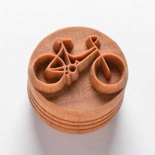 SCL bike bicycle Stamps, 4 cm, perfect for patterns on clay, fondant, or dough. Versatile and easy to use. Amaranth Stoneware Canada.