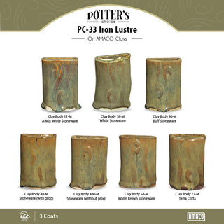 Iron Lustre is brown where thin with blue-gray floats where thick. Amaranth Stoneware Canada.