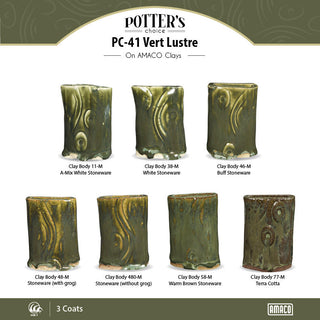 Vert Lustre is a beautiful flowing green glaze with a metallic sheen. Amaranth Stoneware Canada.
