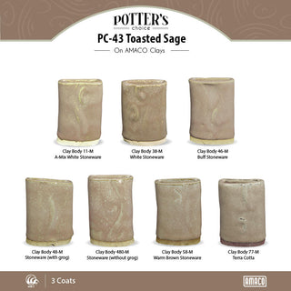 Toasted Sage is an opaque, warm gray glaze that has subtle, frothy tones of pink and green. Amaranth Stoneware Canada.