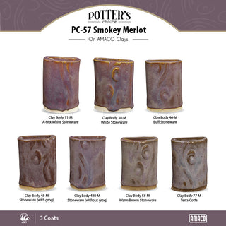 Smokey Merlot is a warm, dark purple glaze with a soft float of lilac over the surface. Amaranth Stoneware Canada.
