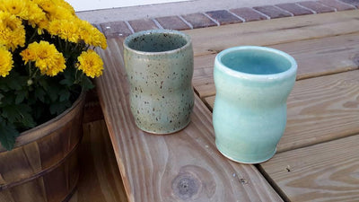 Example of Aqua Celadon by Coyote Clay & Color on White & Speckled Clay