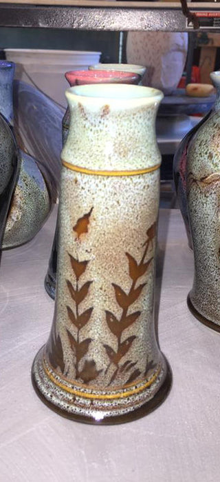 Coffee Bean glaze, darkly mottled brown with a leather-like appearance, ideal for oilspot effects. Amaranth Stoneware Canada.