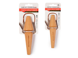 Xiem Teapot Spout Maker creates perfect, form-fitting spouts for teapots. Made of solid beech wood with two taper tool-ends. Available in small and medium sizes. Amaranth Stoneware Canada.
